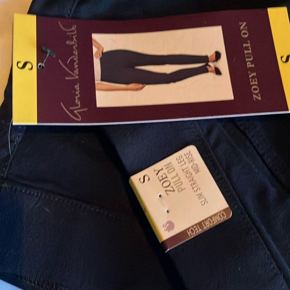 Gloria Vanderbilt Zoey Pull On Dark Blue Straight Leg Slim Fit Pants - Picture 3 of 8